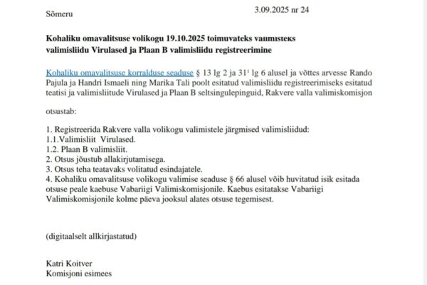 Rakveres registreeriti “Plaan B valimisliit”